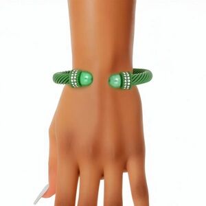 Aka Thick Green Cable Classic Bangle Bracelet